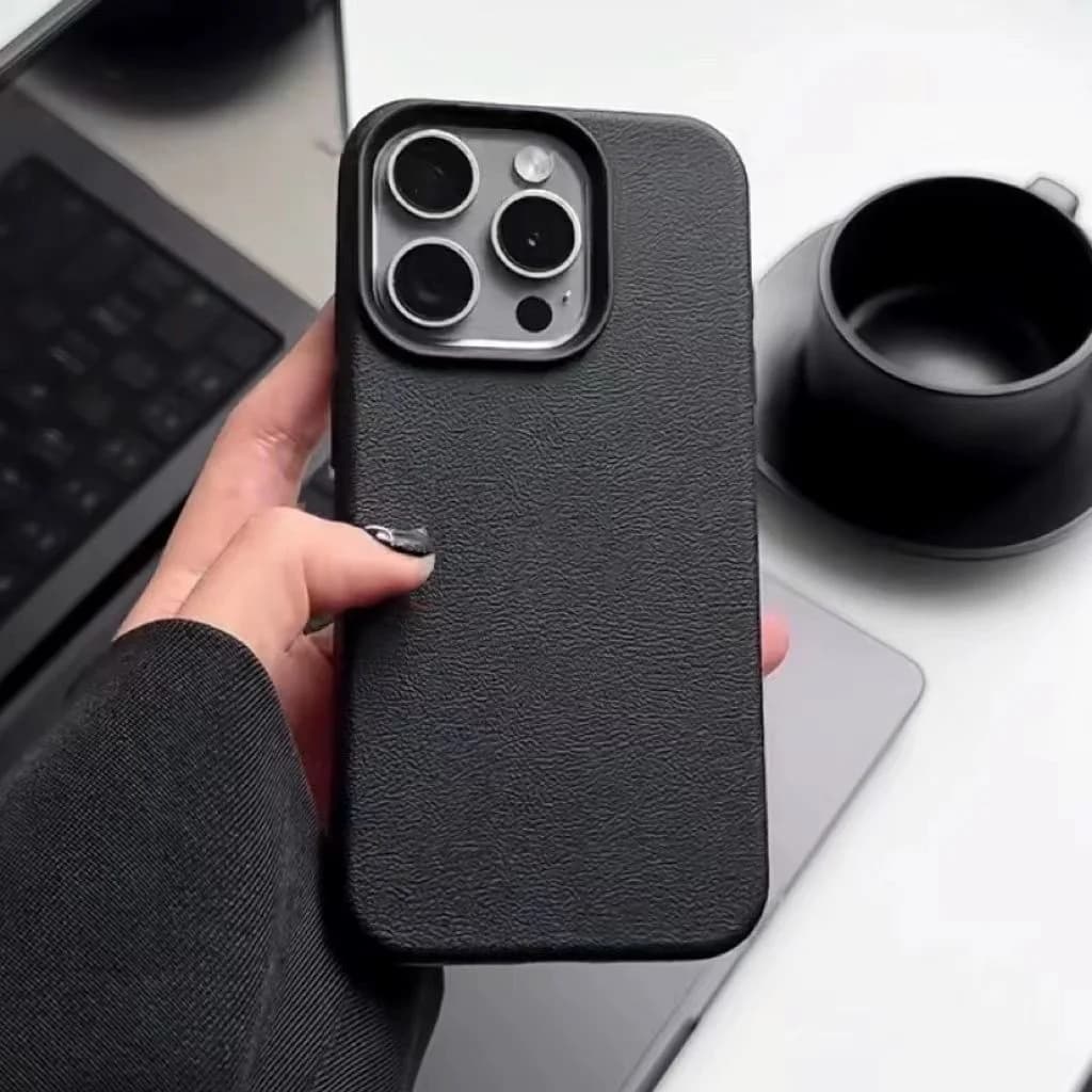 Leather Case For iPhone 16 Pro Case iPhone 11 12 13 14 15 Pro Max Plus Candy Lychee Pattern Shockproof Matte Soft Silicone Cover