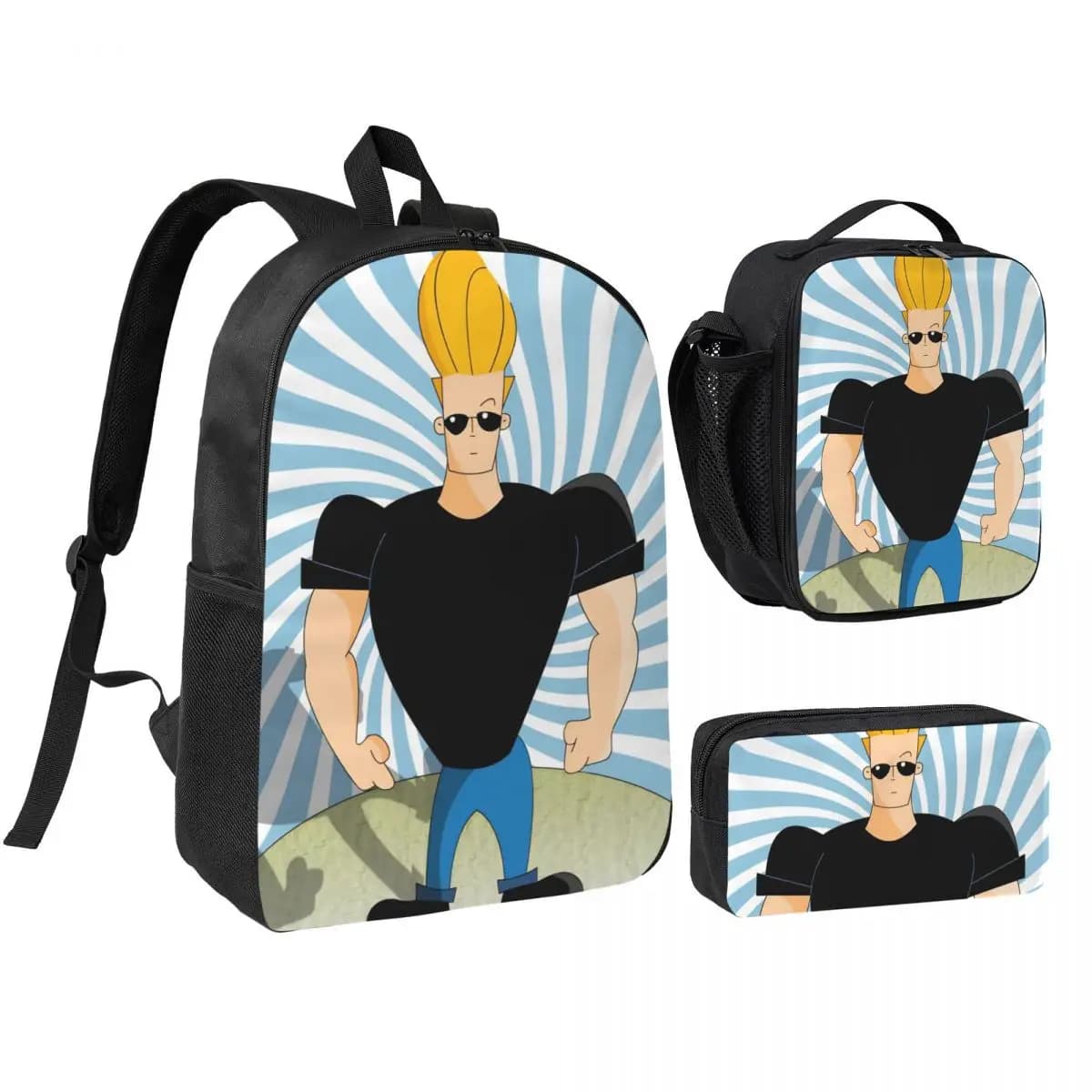 Johnnys Bravos Backpack Lunch Box Pencil Boxes for Boys Girls Backpacks Schoolbag Bookbag Set