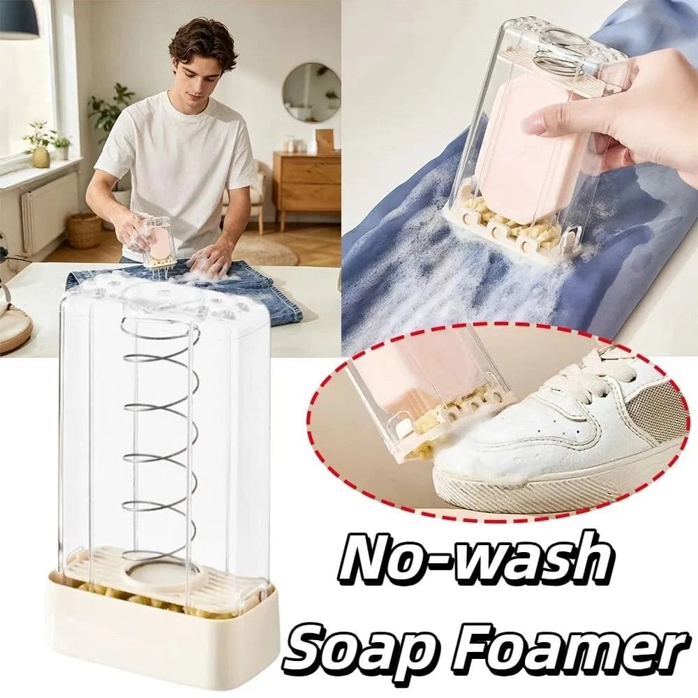 Dispenser di Sapone Multifunzionale in Plastica, Portatile ed Ecologico, con Sistema a Rullo Senza Risciacquo per Bagno