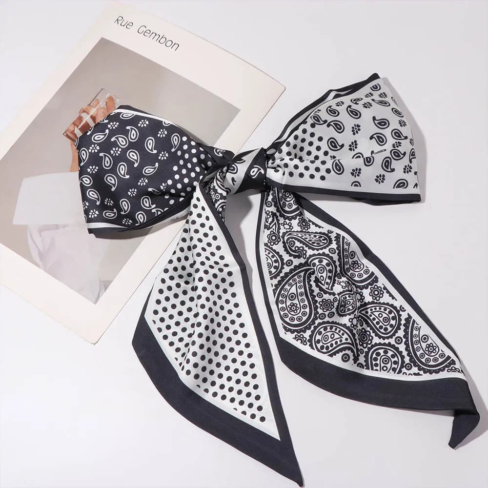 Sweet Cashew Nut Print Polka Dot Scarf Thin Ribbon Scarf Headband Waistband Korean Style Long Scarves Head Scarf