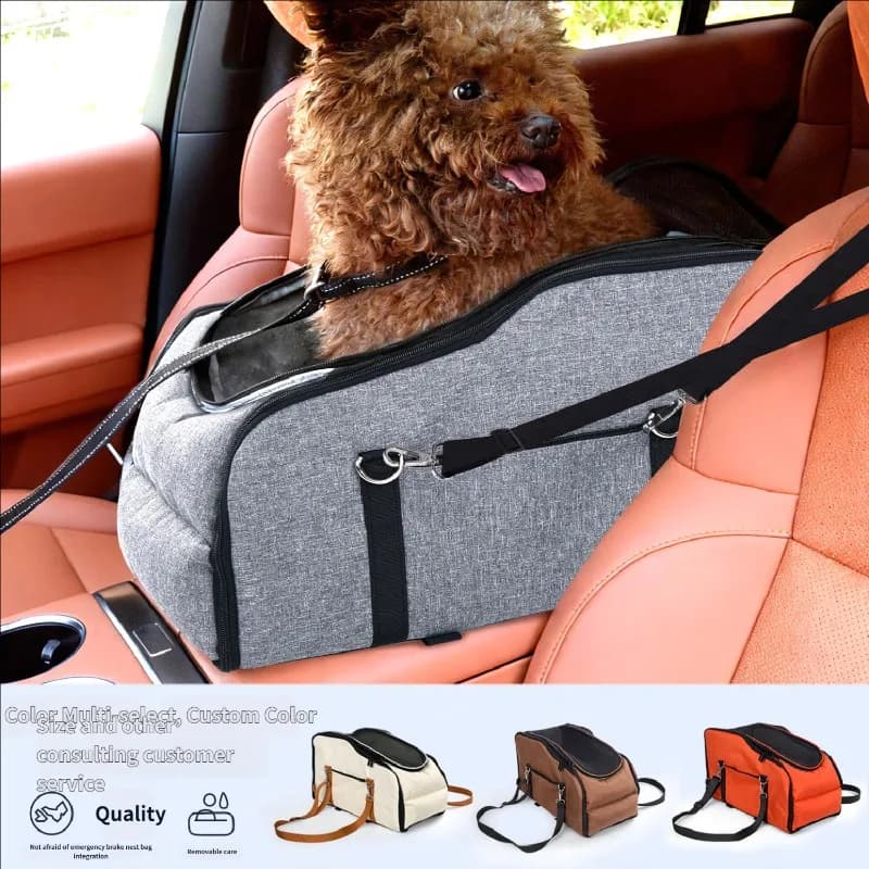 Car Pet Carrier Small Dog Cat Travel Bag Car Center Console Dog Bed Portable Outdoor Pet Seat for Cats Small Breed Dogs