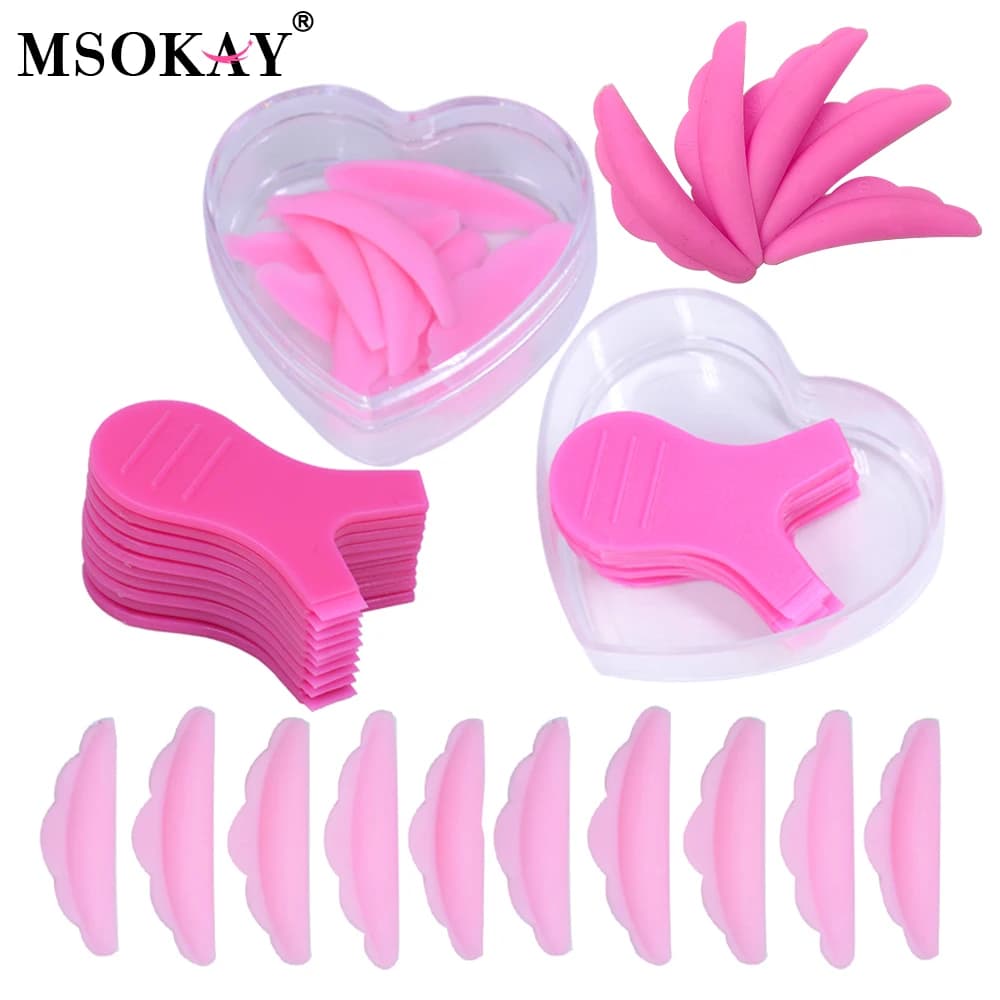 Reusable Eyelash Perming Rods Silicone Perm Pad Y Lash Brush Curler Applicator Eye Lashes Lifting Tools Makeup Heart Case Kit