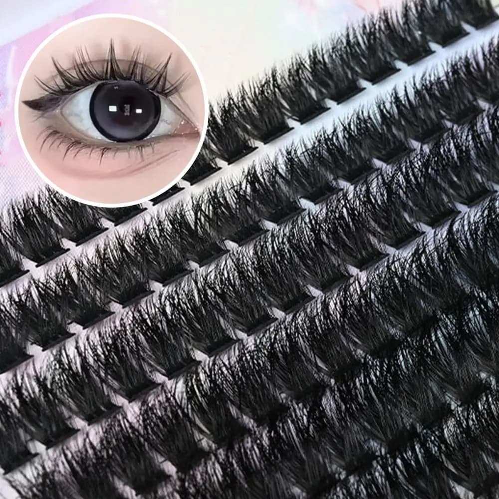 Natural Look False Eyelashes Wispy Style Cluster Design 3D Faux Mink Lash Bond and Seal DIY Lash Extension Kit