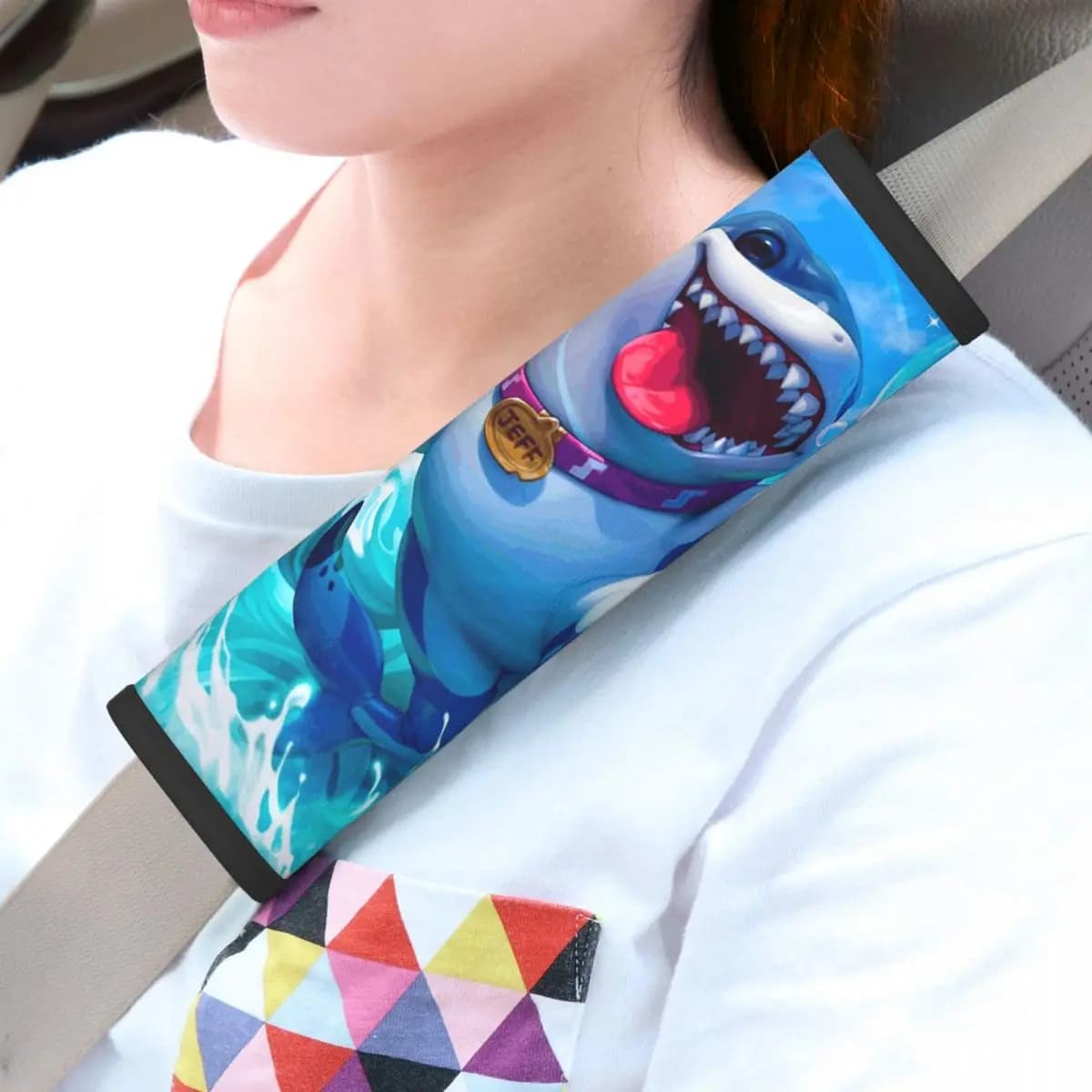 Jeff The Land Shark Car Seat Straps Comfort Covers for long flights