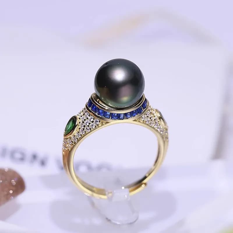 MeiBaPJ Fashion Ring with 10mm Natural Nearround Pearl Silver 925 DIY Support with Wedding Jewelry Frame for Women