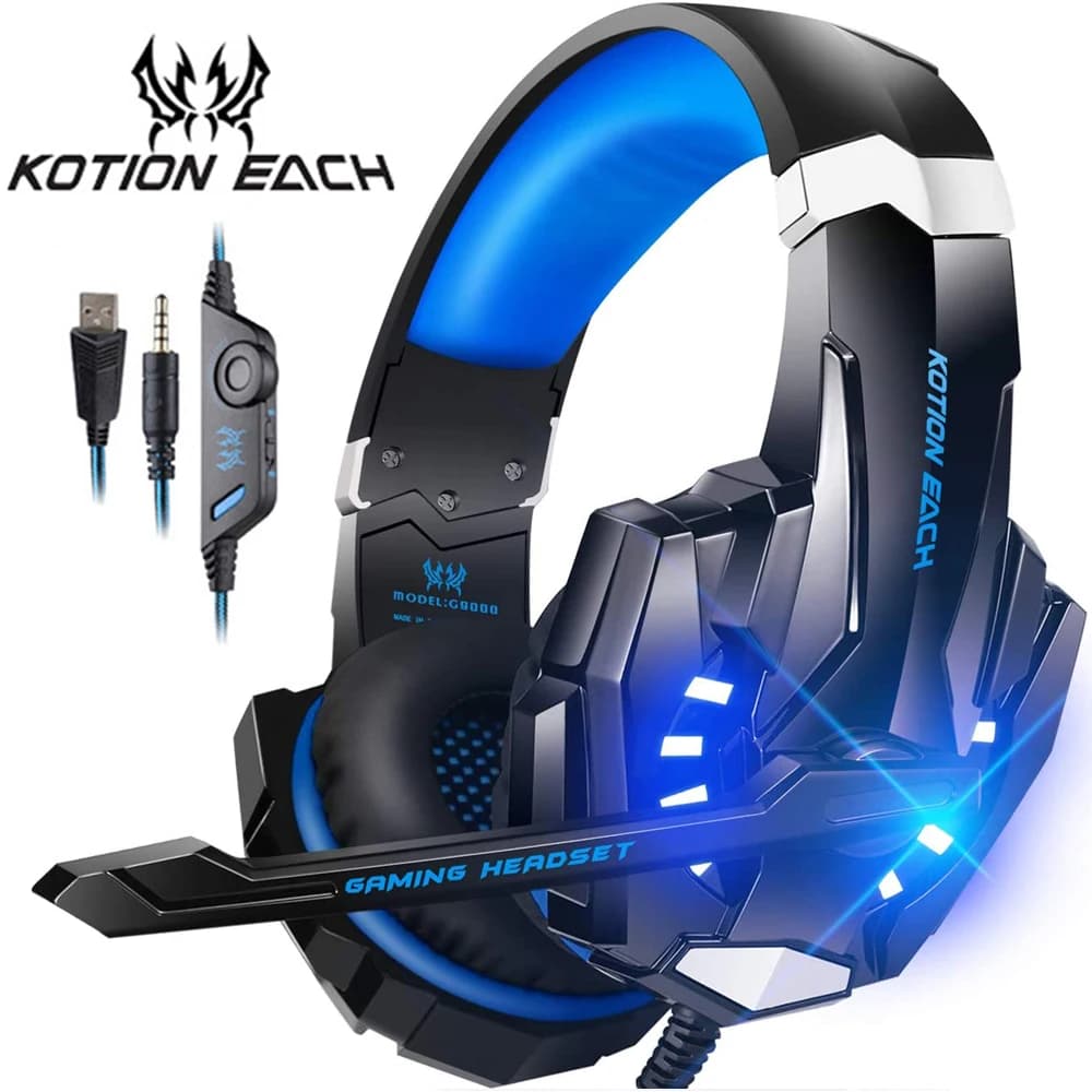 KOTION every gaming headset Cases Stereo game headphones with deep bass with LED light microphone for phone PS4 Laptop PC Gamer