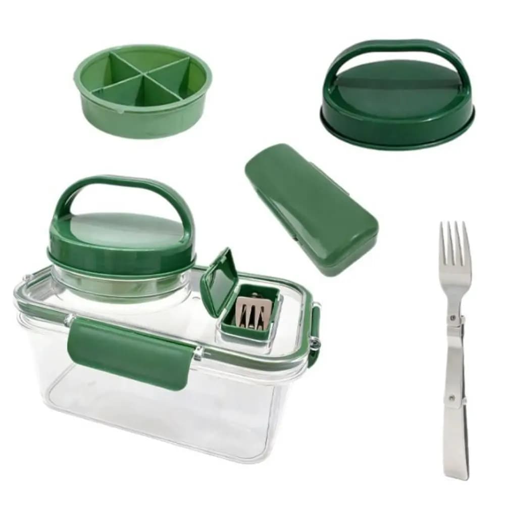 Contenitore per Insalata in Vetro Rettangolare, Ermetico e Portatile, Ideale per Pranzo, Viaggi e Picnic