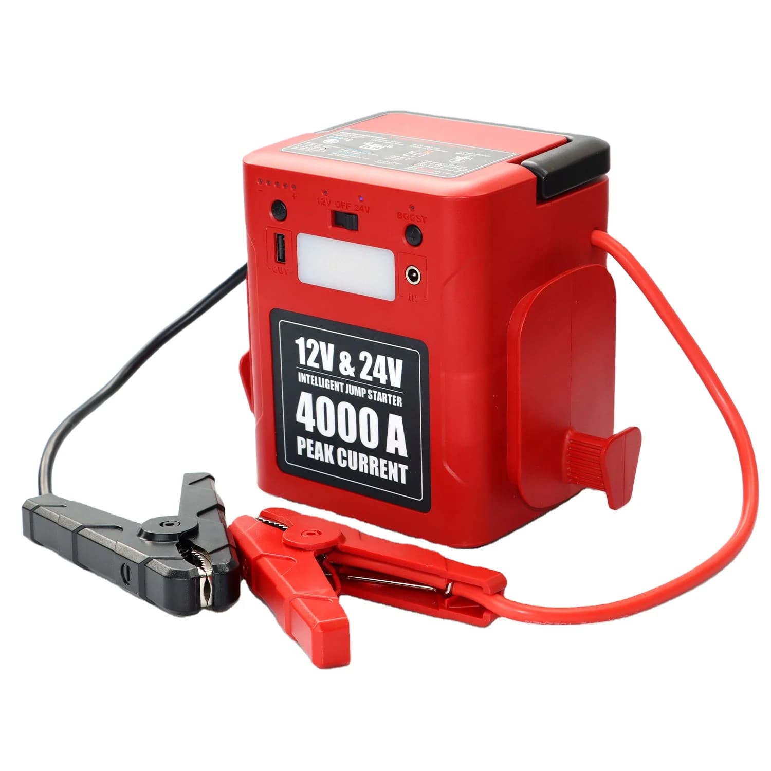 Avviatore di Emergenza Portatile 4000A 12V/24V per Auto e Camion, Booster Batteria Auto ad Alta Potenza