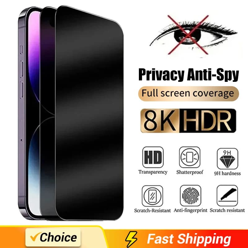 1-2 pieces protection screen privacy cover complete for IPhone 16 15 13 11 14Pro Max tempered glass anti-spia for iPhone XS Max XR glass