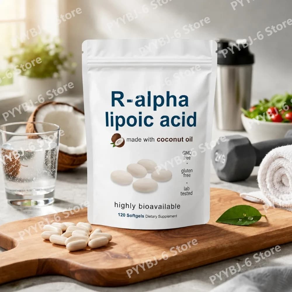 Alpha Lipoic Acid 600mg in Soft Capsules with MCT Oil, Antioxidant Food Supplement, Non-GMO, No Glutine, No Soy, 300 Soft Capsules for Adults