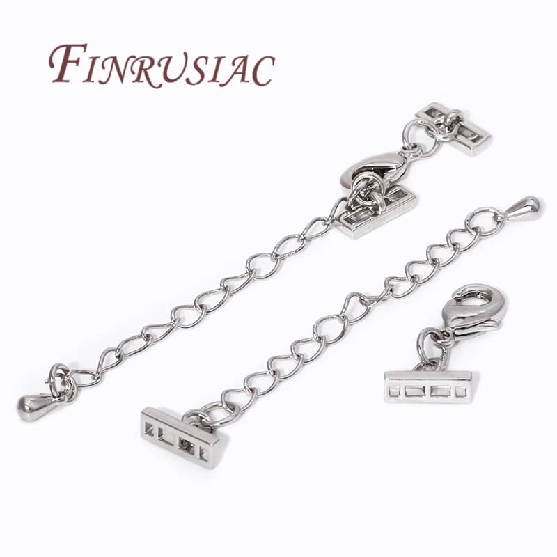 1-5 pz/lotto catena di estensione placcata rodio con chiusura a moschettone per risultati di connettori di gioielli, accessori per braccialetti