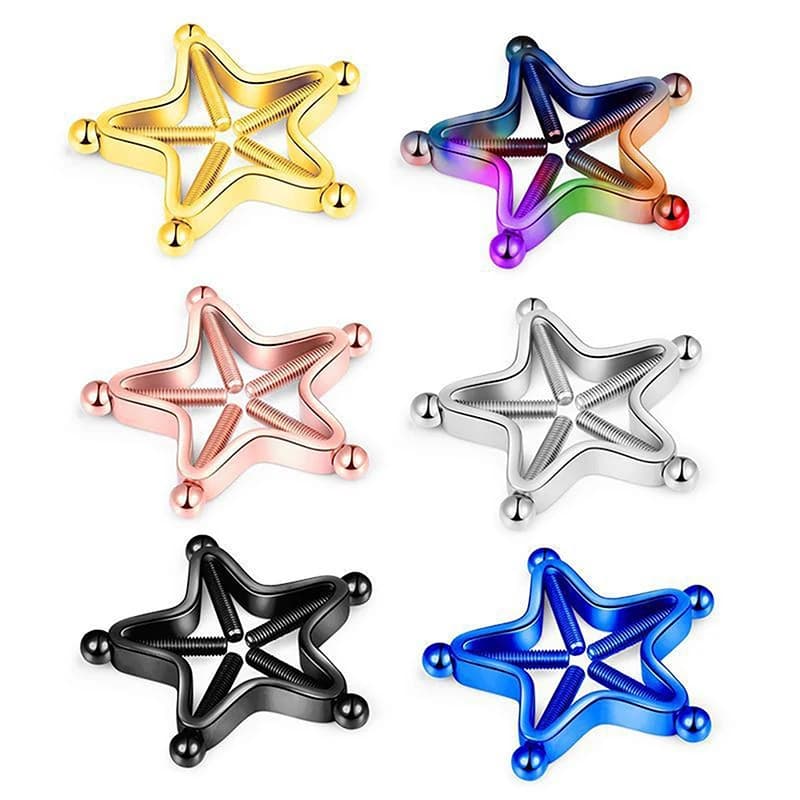 【NUOVO】Anelli per capezzoli regolabili in acciaio inossidabile per donna, clip a forma di stella sull'anello per capezzoli Gioielli per piercing al capezzolo finto