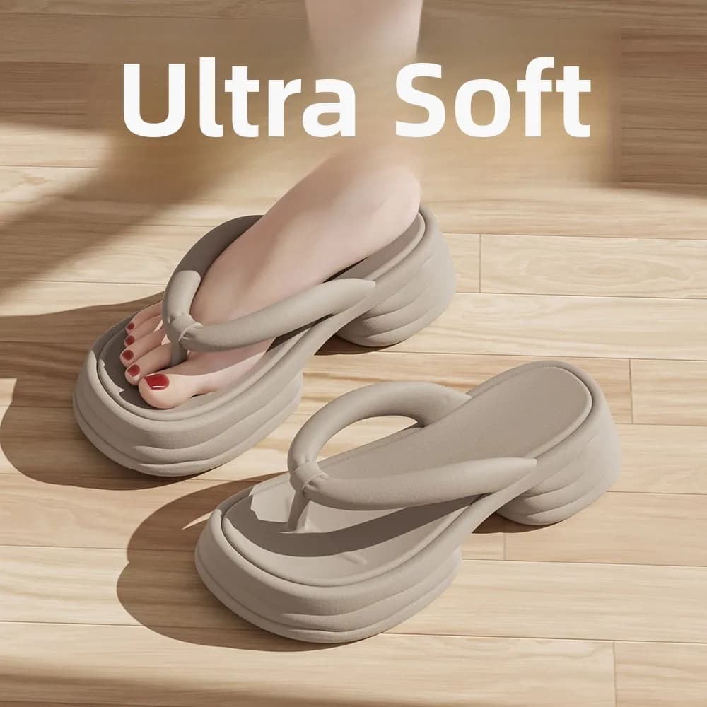 Summer Thick Bottom EVA Slip-On Sandals Women's Beach Casual Flip Flops Anti-Slip Outdoor Sandals Pure Color Flat Heel
