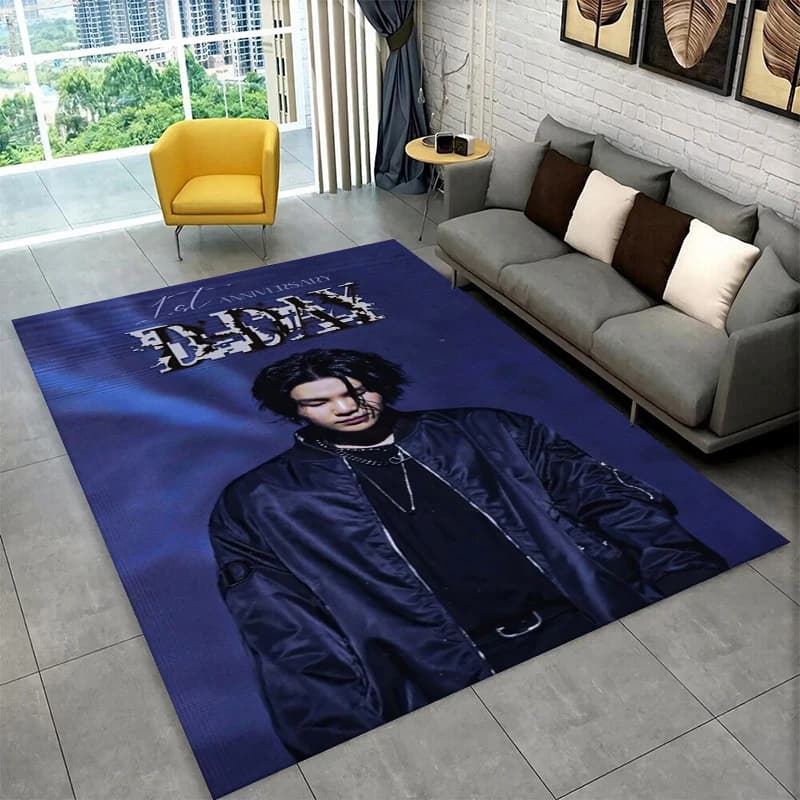 Kpop B-BTS SUGA Agust D Yoon Gi Carpet Rug for Playroom Bedroom Living Room Sofa Home Decor,Area Rug Non-slip Floor Mat Gift