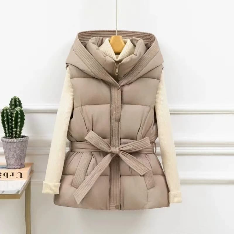 2025 Nuovo gilet da donna giacca imbottita Parka antivento leggero con cappuccio gilet caldo femminile piumino d'anatra bianco senza maniche