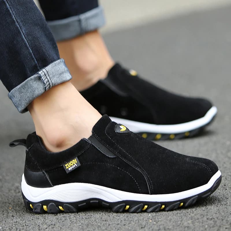 Mocassini da uomo in tela traspirante, scarpe casual da passeggio, leggere, facili da indossare, comode per l'uso quotidiano.