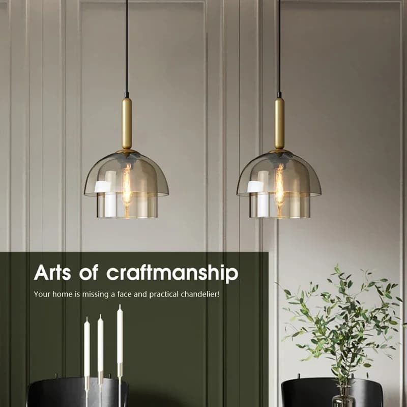 Moderno e moderno LED Vintage Art Champagne Lampadari Lampada a sospensione in vetro Ristorante Soggiorno Corridoio Bar Decor Illuminazione a sospensione F