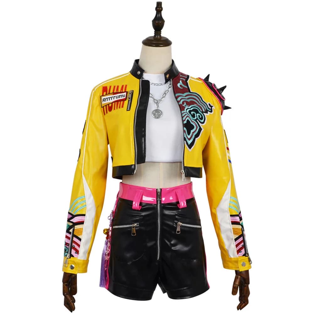 K-POP Hunter Girl Group Cosplay Lu Mei Ricamo Fiore Zoe Cosplay Mi La Halloween Nuovo set di abiti da spettacolo