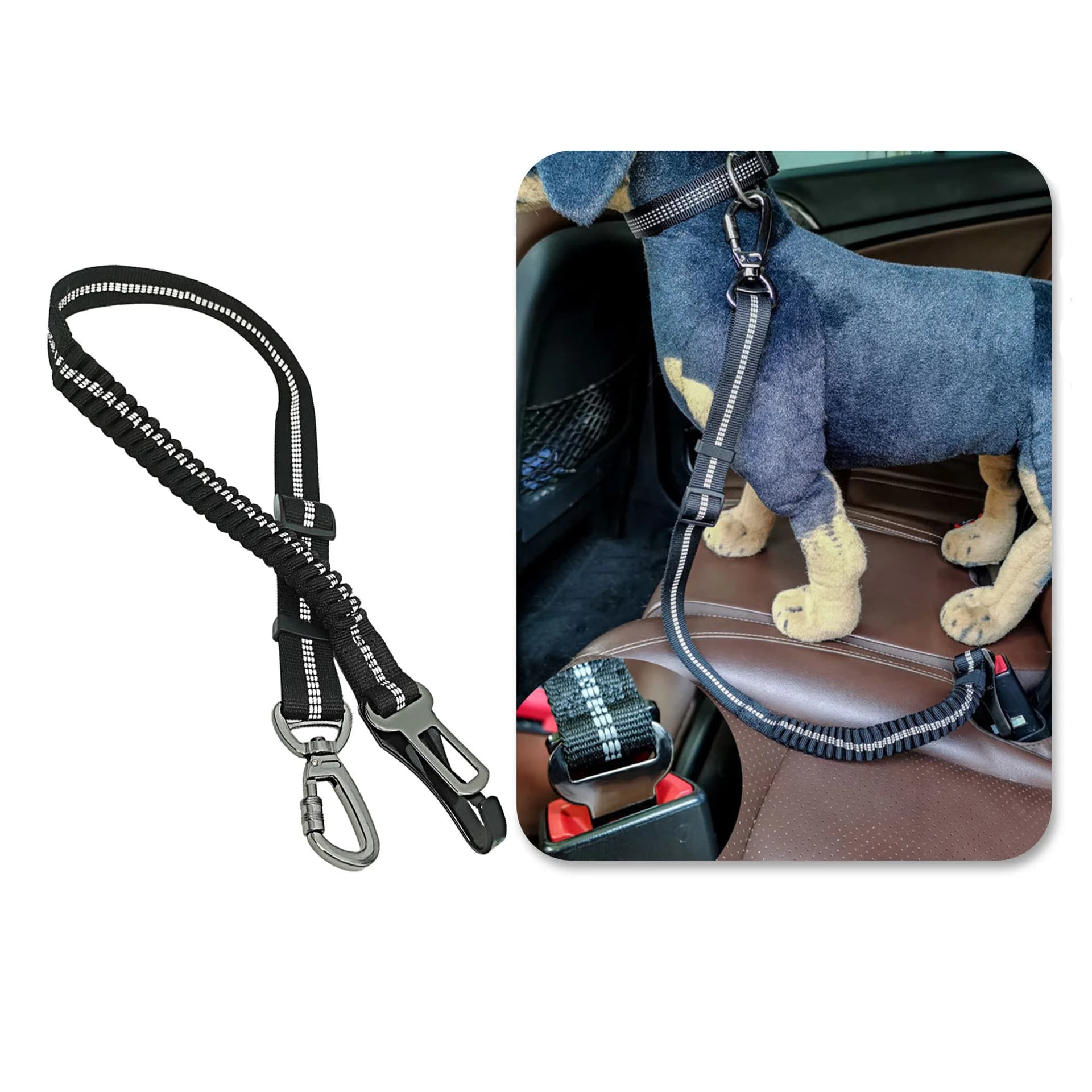 3 In 1 Pet Dog Car Seat Belt Nylon Reflective Adjustable Pet Seat Vehicle Lead Clip Safety Traction Rope for Small Large Dogs