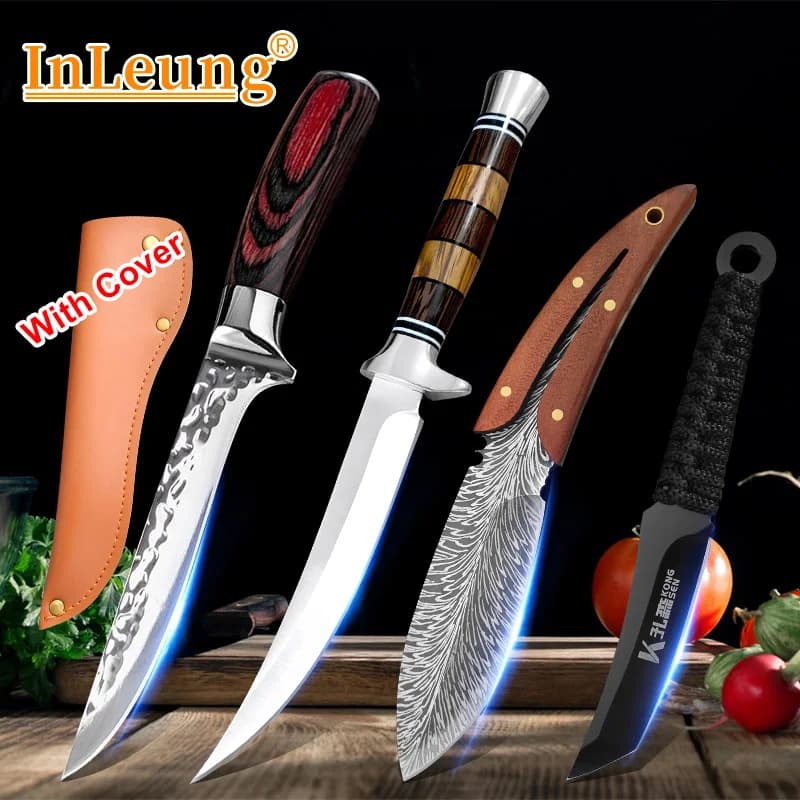 Coltello da Cucina Multifunzione in Acciaio Inox per Disossare, Pelare Frutta e Verdura, Coltello da Chef per Barbecue e Cucina