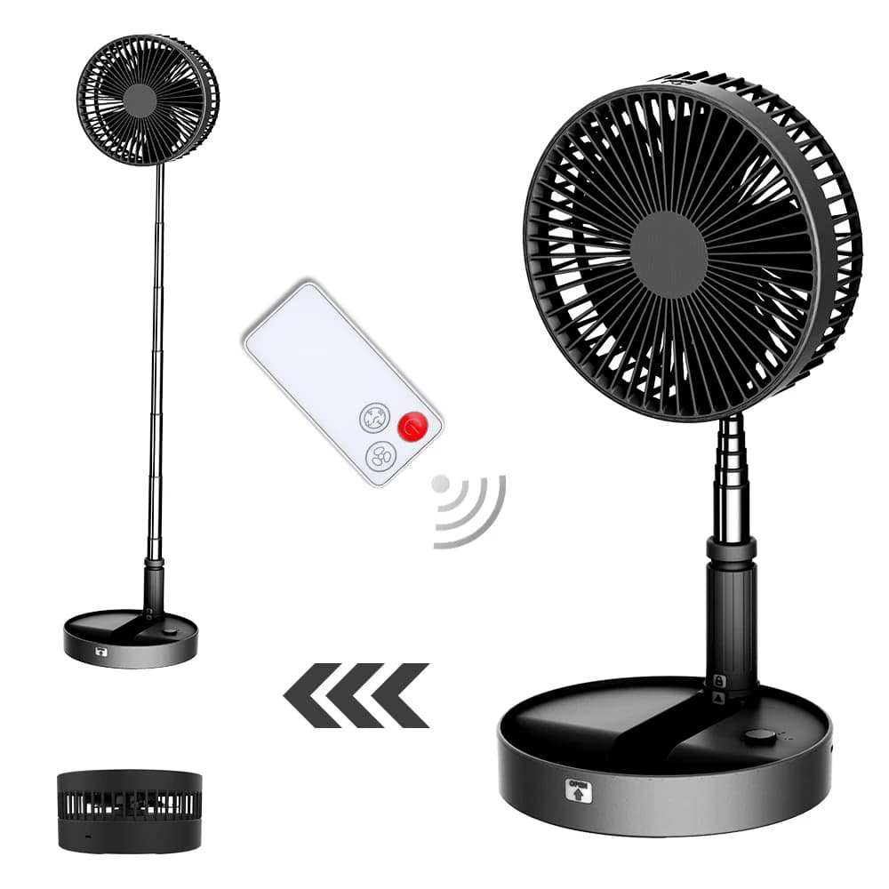 UNITEDTIME Ventilatore portatile da scrivania, Il mio ventilatore da viaggio pieghevole con timer di controllo remoto, alimentato a batteria o tramite USB,