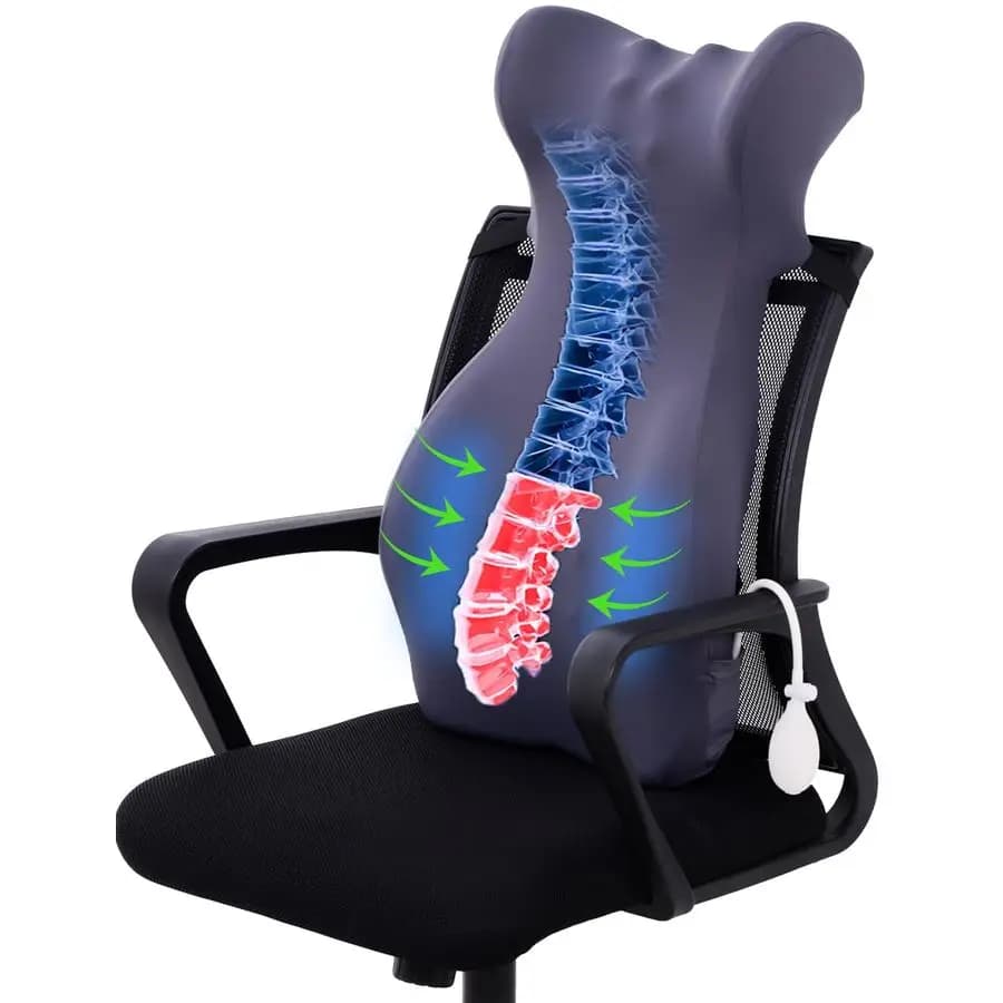 Long lumbar support cushion for office chair with airbag, memory foam back cushion for back to relieve back pain Ba