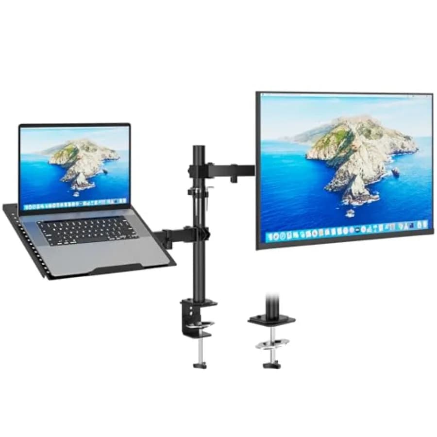 Supporto per Monitor e Laptop Completamente Regolabile con Vassoio Ventilato per Schermi LCD da 13" a 32" e Notebook fino a 16"