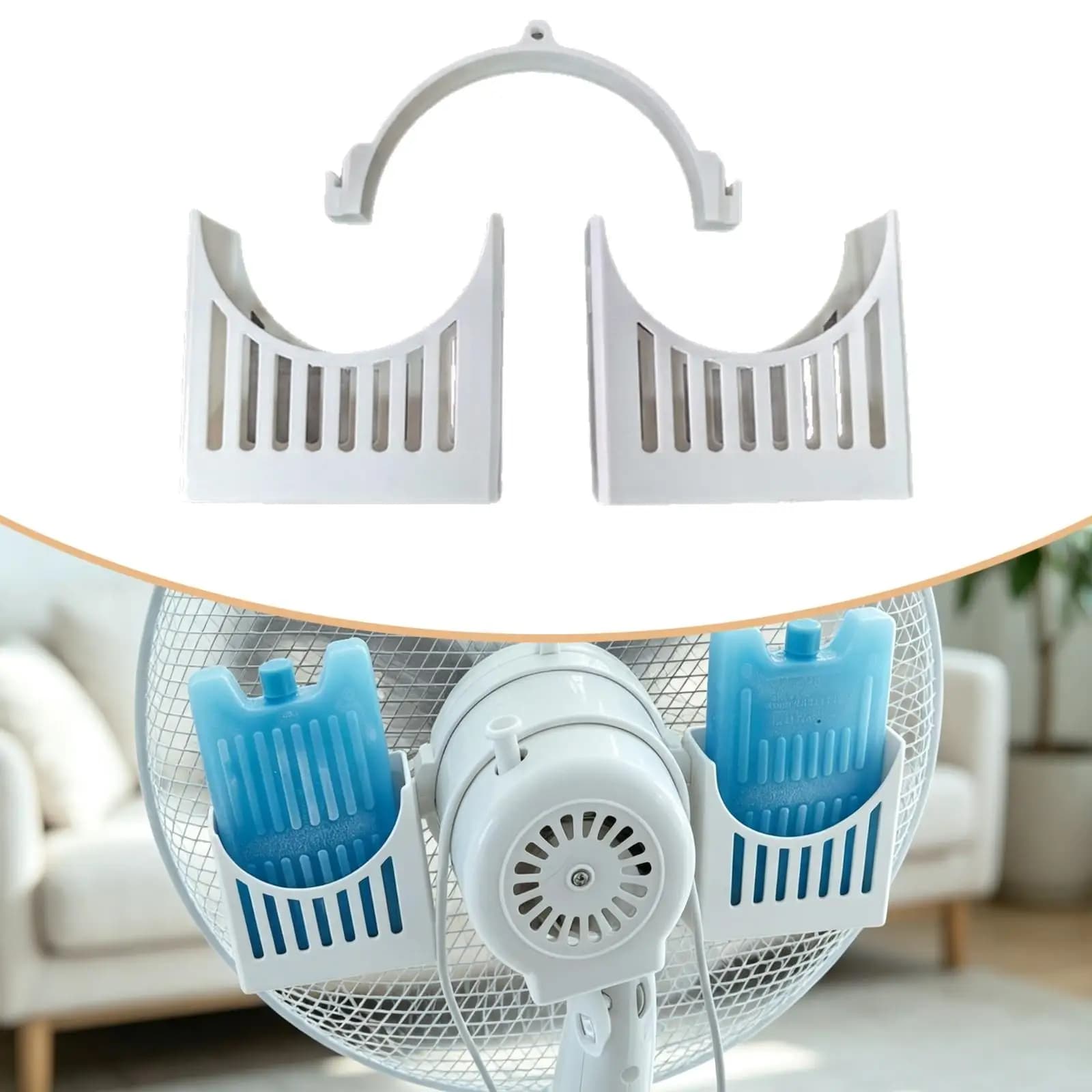 Easy Install Fan-Mounted Ice Pack Holder | Molded Construction, Compact Space-Saving Design, cooling fan Pack Holder, for Desk
