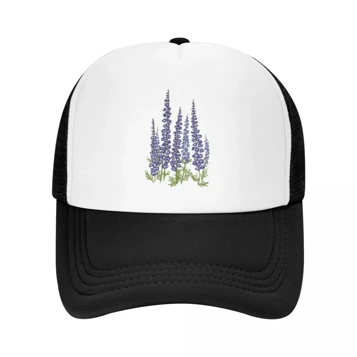 New Larkspurs Drawing - larkspur bluebell floral illustration Baseball Cap Hood Wild Ball Hat Golf Women Men's