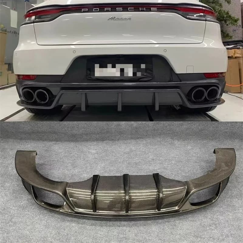 For Porsche Macan 95B.1 95B.2 2017-2022 Real Carbon Fiber Car Rear Bumper Lip Diffuser Spoiler Back Car Accessories Body Kit