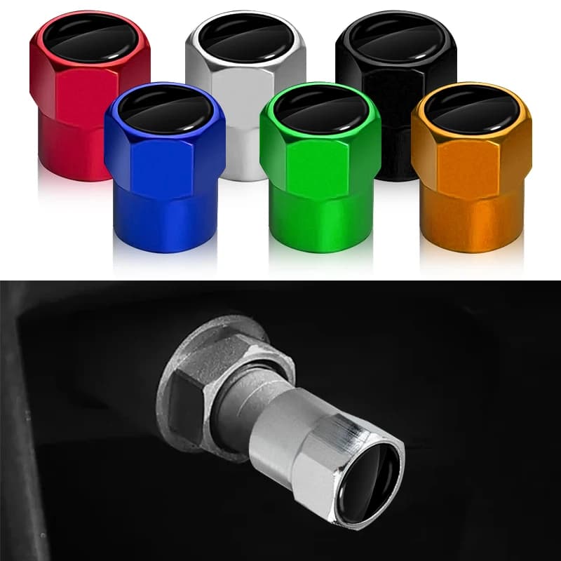 4 Pieces Covers Pneumatic Valves in Aluminium Alloy, Auto Accessories for Opel, BMW, Benz, Seat, Peugeot, Chevrolet, Citroen
