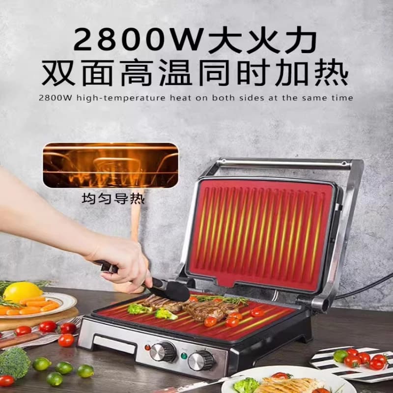 Machine for frying steaks Commercial and domestic electric oven Breakfast machine with sandwiches Grid steak machine, electric pan