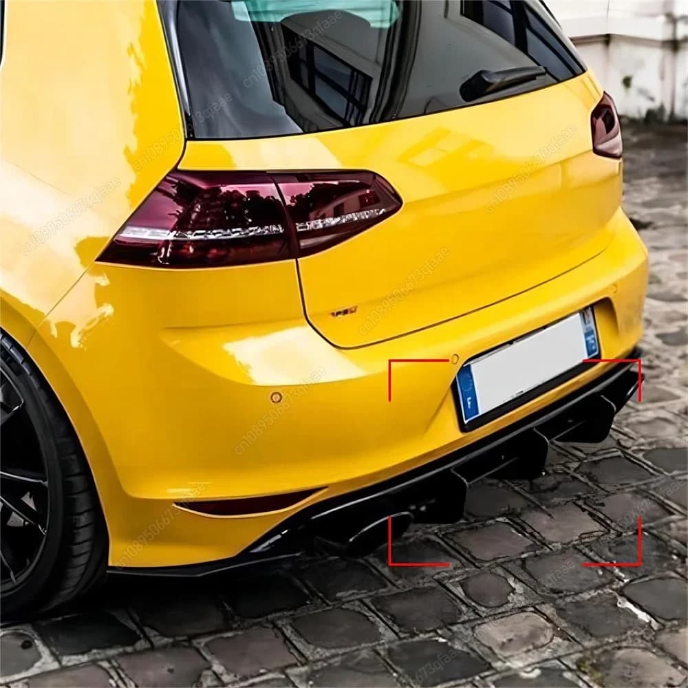 For Volkswagen VW Golf 7 MK7 R R-Line 2013-2016 Rear Bumper Diffuser Splitters Spoilers Lip Black ABS Body Kit Car Accessories