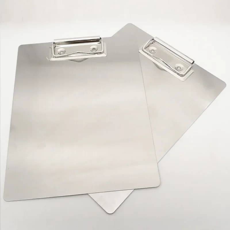 Cartella per appunti in acciaio inossidabile con clip A4, cartella per carta, forniture per ufficio, organizer per appunti, scatola di immagazzinaggio, porta documenti, porta carta