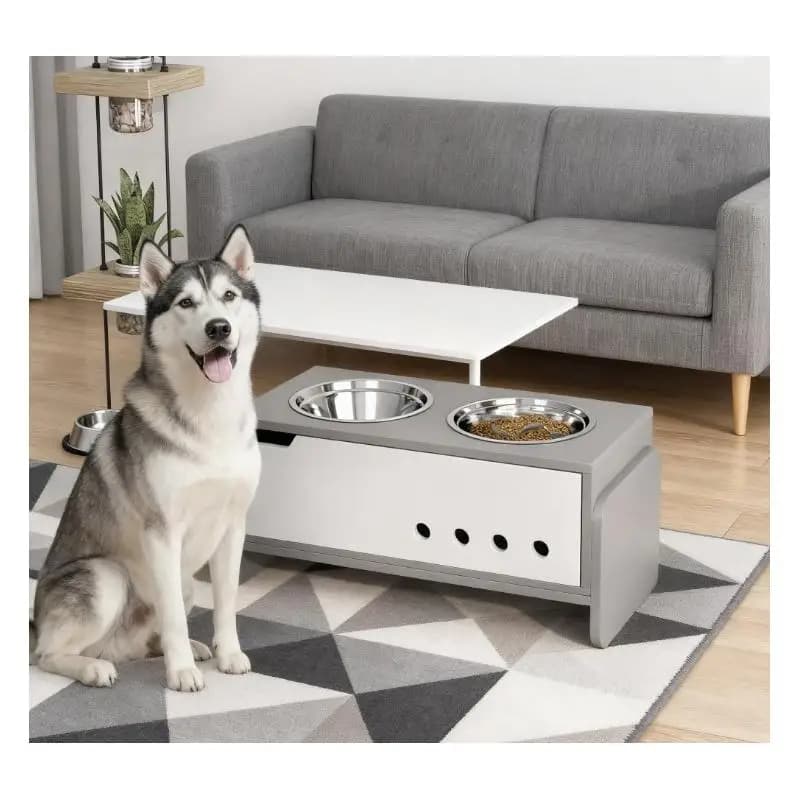Set ciotole per cani rialzate regolabili per cani da medio a extra large - 3 altezze, soluzione di alimentazione perfetta