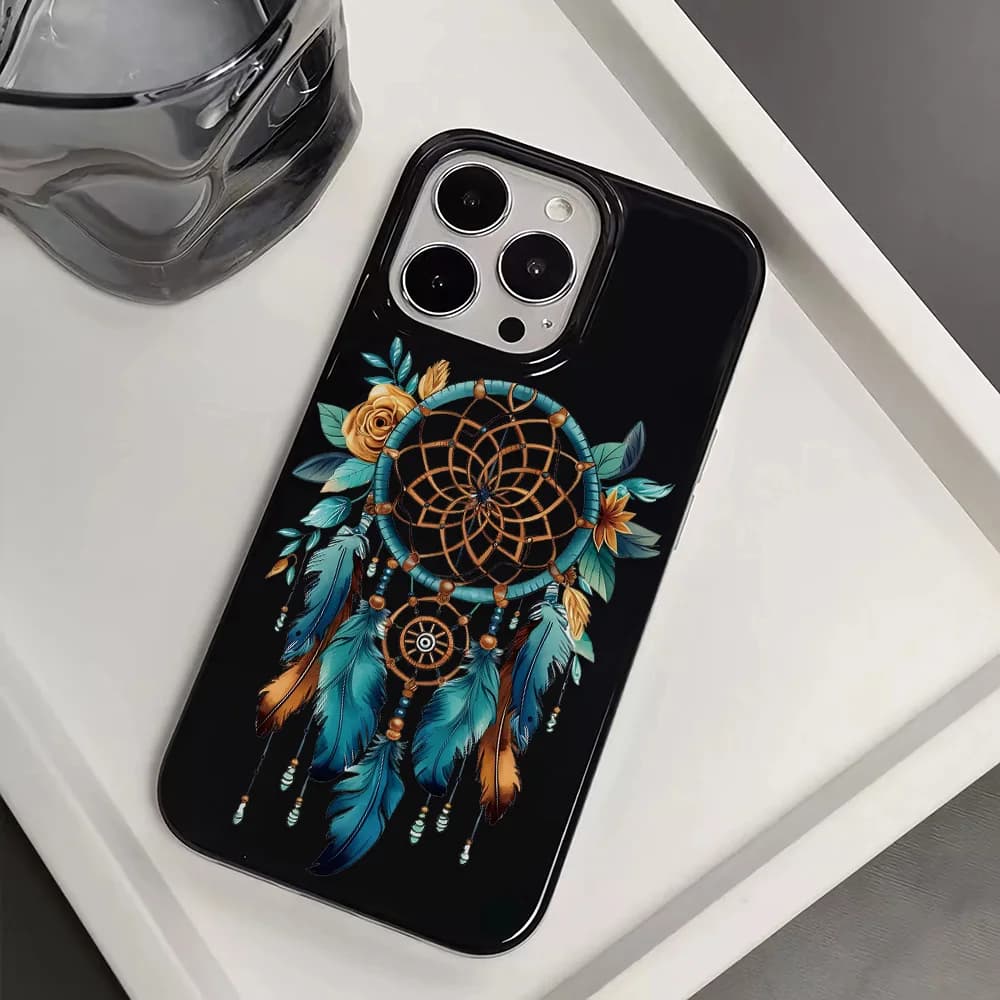 Dreamcatcher Rose Feather TPU Soft Case Big Camera Phone Case For lPhone 18 17 16Pro Max 15 14 13 12 11 Shockproof Cover Case