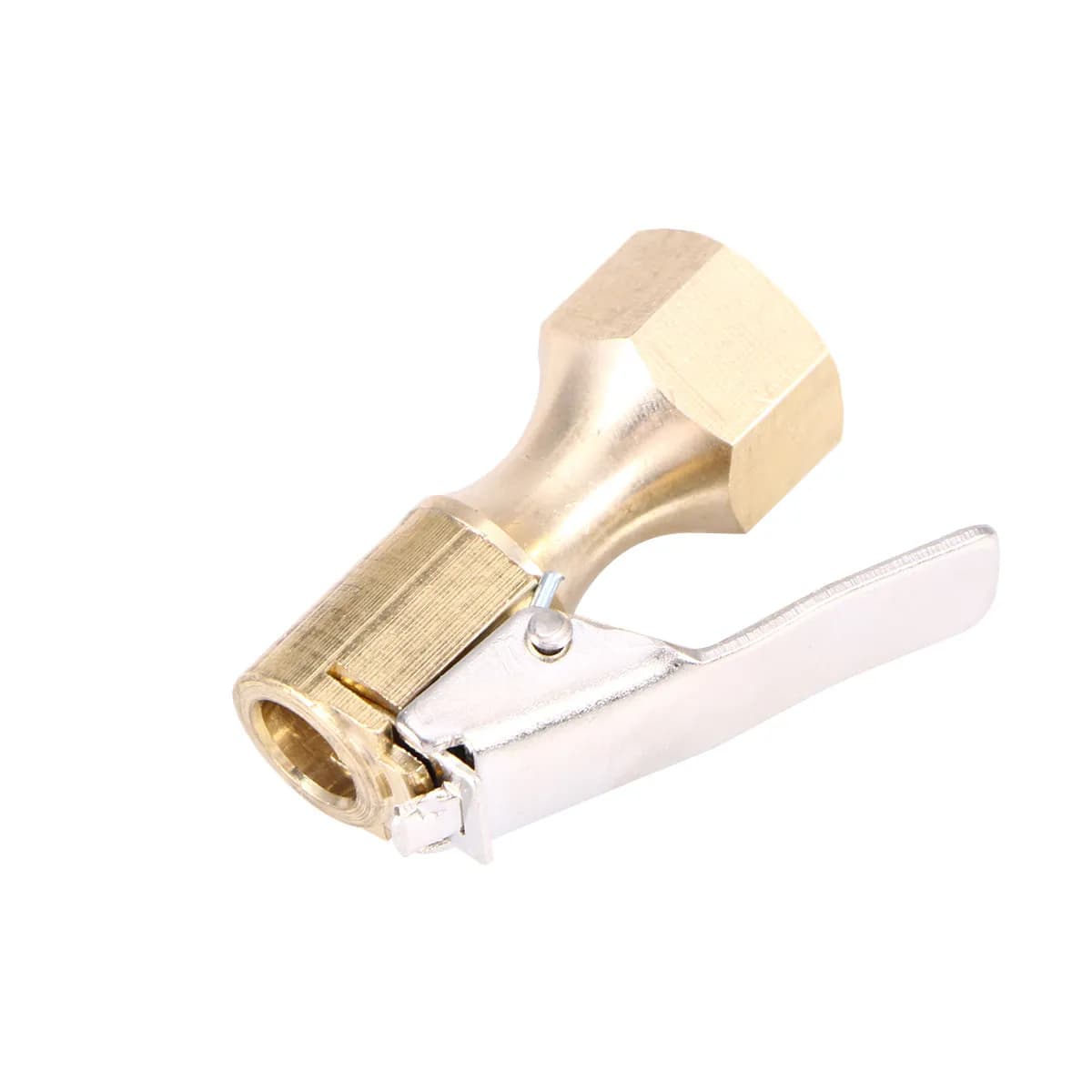 2 Pezzi Attacco Aria in Ottone a Flusso Aperto con Clip di Bloccaggio, Dritto, Resistente, per Gonfiaggio Pneumatici, per Uso a Lunga Durata