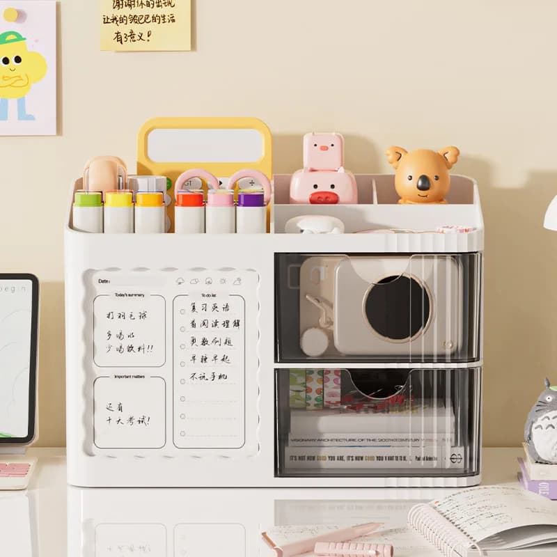Simpatico Organizzatore da Scrivania con Cassetti, Contenitore Multi-Scomparto per Cosmetici e Cancelleria per Bambini e Casa