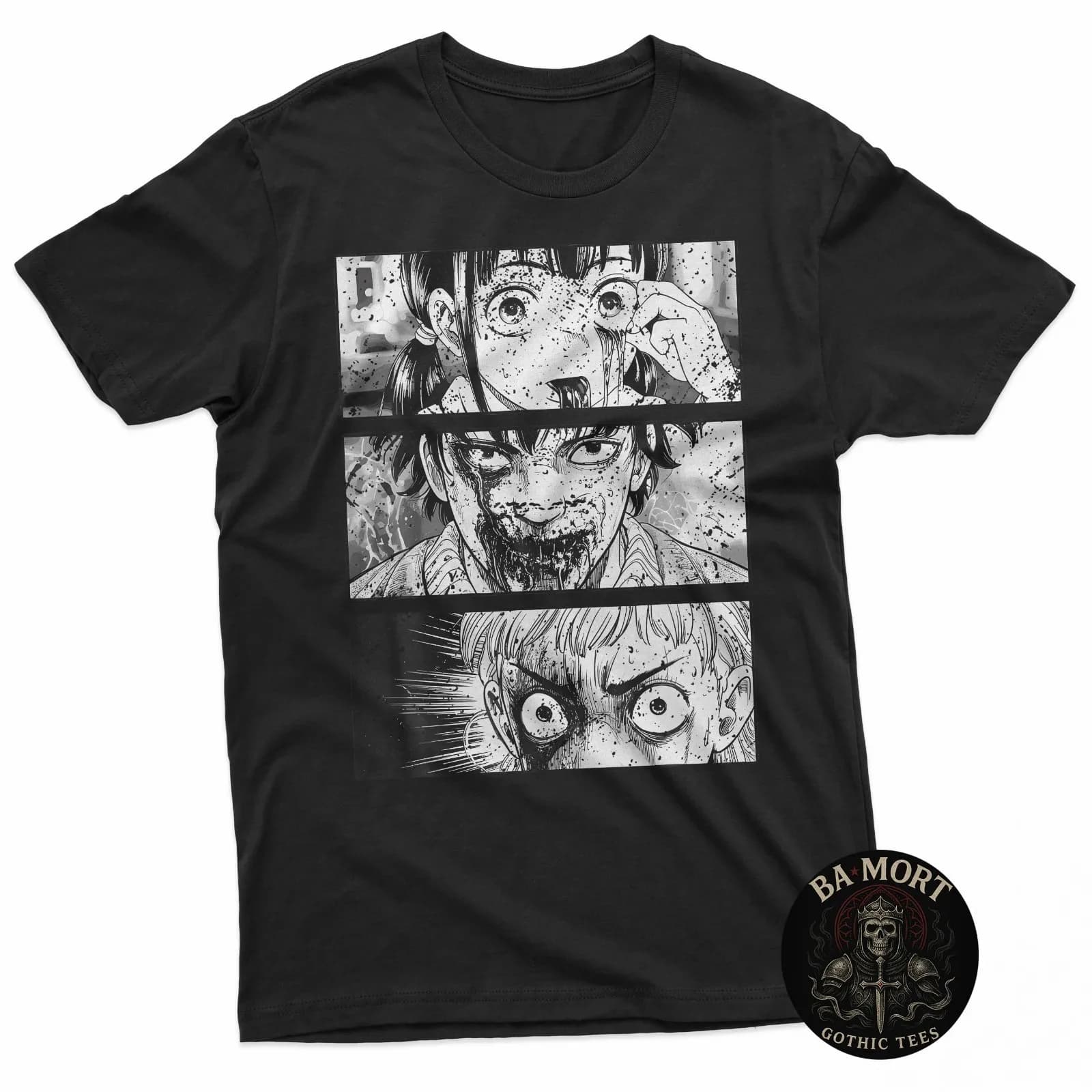 T-shirt anime gotica giapponese Kawaii inquietante
