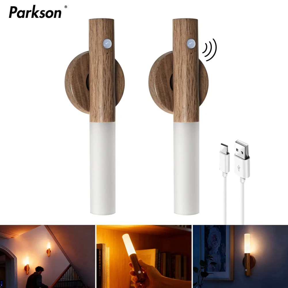 Lampada da parete a LED magnetica con sensore di movimento intelligente Lampada da parete a LED ricaricabile per camera da letto Scale Bagno Lampada da cucina per armadio