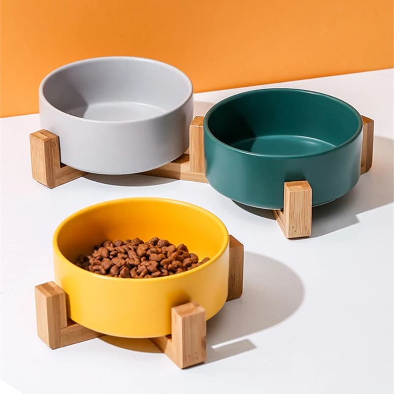 Ciotola per gatti ciotola protettiva in ceramica per la colonna vertebrale cervicale 400ml ciotole per mangiatoia per cani con piedi alti Anti-caduta per animali domestici