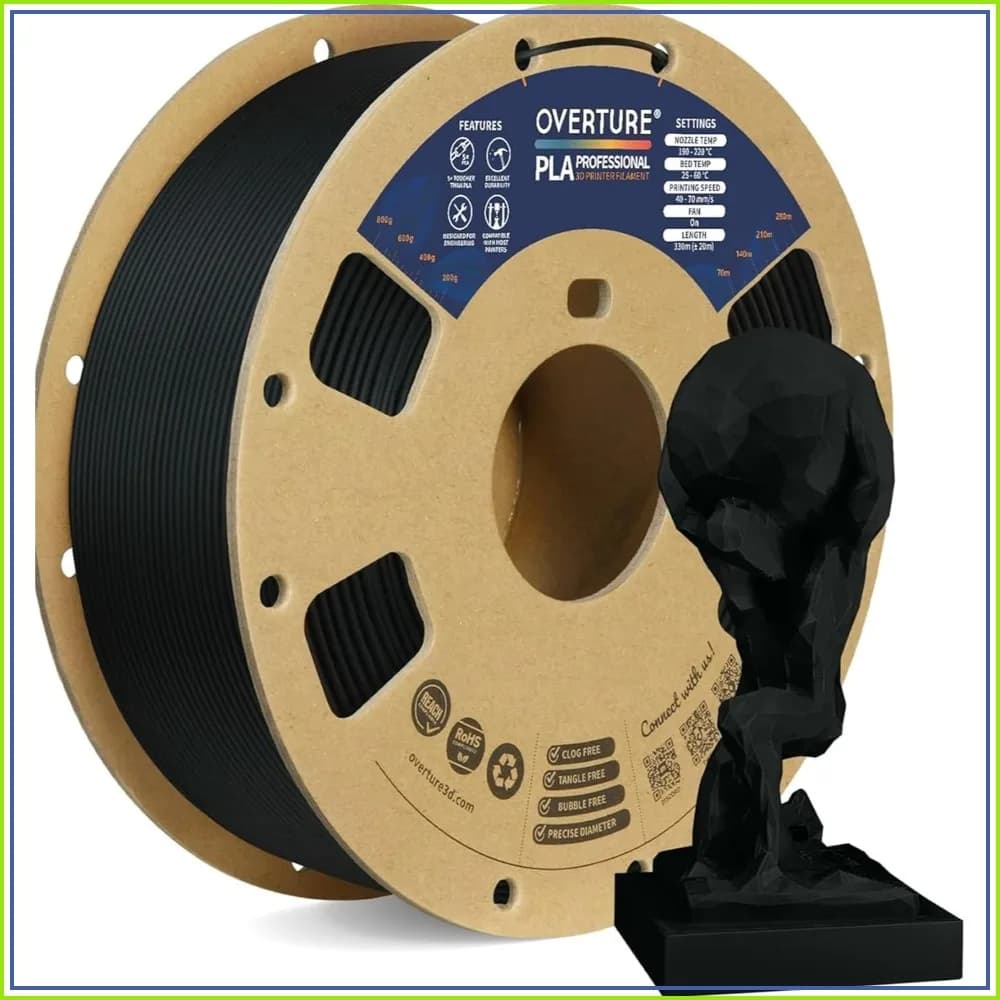 PLA+ Filament 1.75mm, Stronger & More Durable, Professional Toughness 3D Printer Filament 1kg (2.2lbs), High Precision +/- 0.02mm, Tangle-Free (Black)