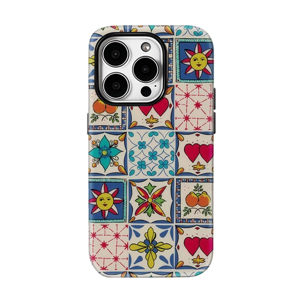 Custodia per telefono Tile Folk per iPhone 17 16 15 14 13 Pro Max Plus, custodia magnetica robusta a strato singolo/doppio