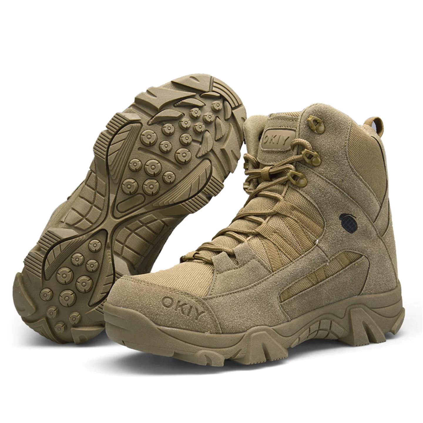 Stivali da caccia alti in pelle scamosciata Scarpe tattiche da deserto traspiranti da uomo Stivali da alpinismo resistenti all'usura per escursioni all'aperto