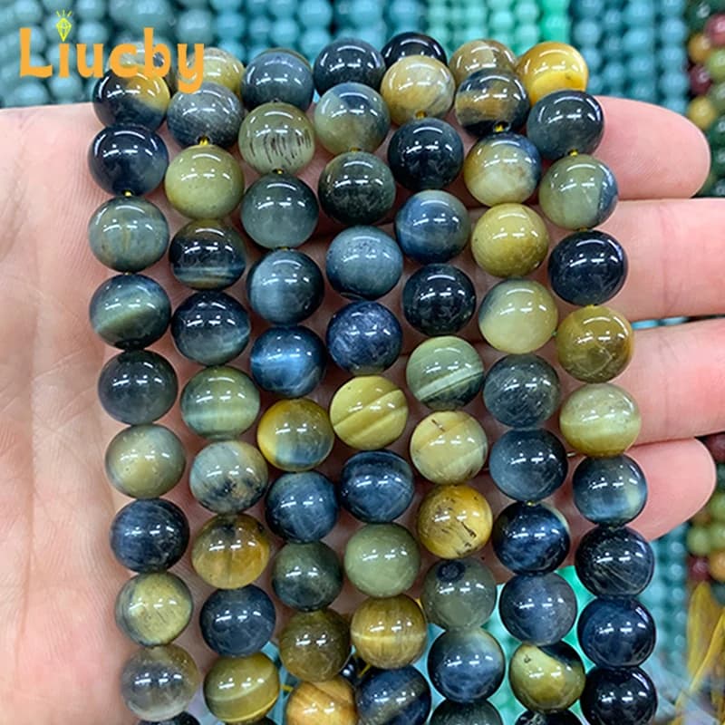 DIY retro decoration exquisite Hoop earrings Natural stone Dream Tiger Eye Stone for Jewelry Making 15" Wholesale 6/8/10/12/14mm