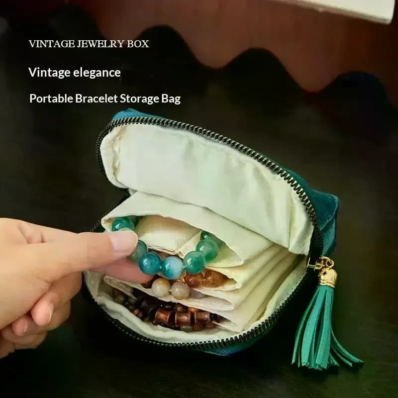 Borsa portaoggetti per gioielli a 5 strati Borse per gioielli in velluto per orologi, bracciali, anelli, orecchini, custodia per gioielli da viaggio portatile