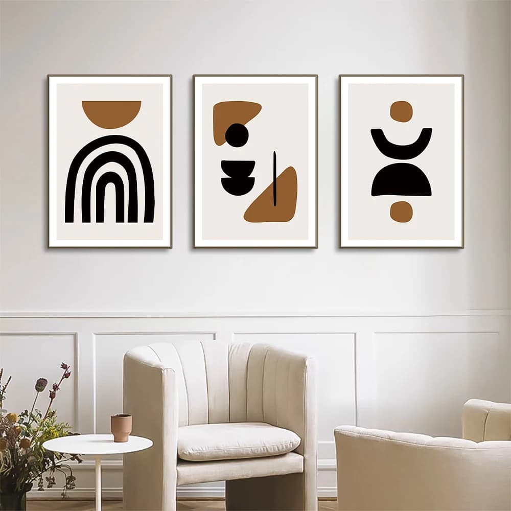 Abstract Geometric Poster Vintage Gallery Brown Black Art Decorations Artworks Wall Posters Digital Stamps Pictures For Living Room