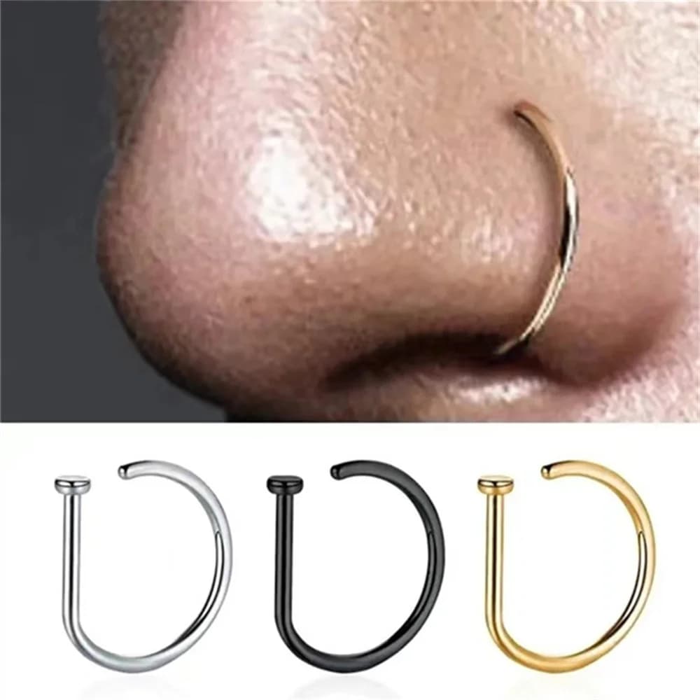 Women's Fake Piering Nose Ring Fashion Punched Earrings No penetrating Clip for nose Perforation Stainless Steel Silk Jewelry for the body