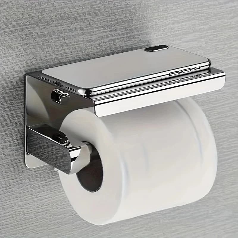 Porta carta igienica in acciaio inossidabile 304 con ripiano per telefono porta fazzoletti da bagno portarotolo di carta igienica