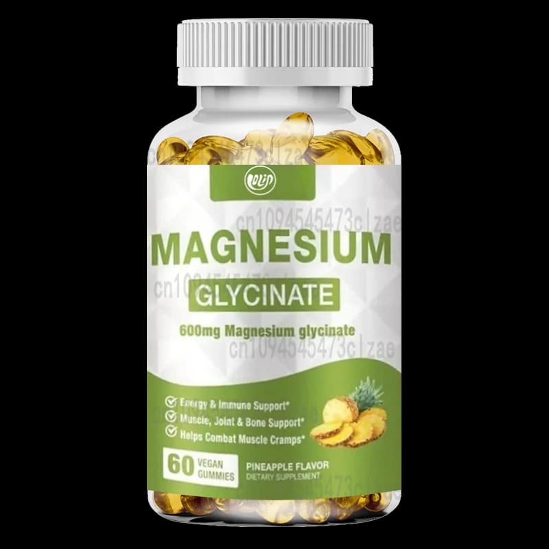 Caramelle gommose al magnesio Glycine, integratori al magnesio e potassio per adulti e bambini, senza zucchero, vitamina C, B6, e CoQ10,60 capsule
